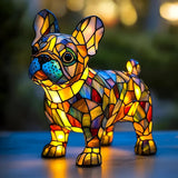 Bulldog Francês - Lâmpada em Vitral
