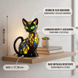 Gato Místico - Lâmpada em Vitral