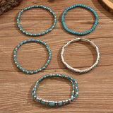 Conjunto de pulseiras boho com pedras turquesas