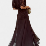 Florendra | Vestido Longo com Padrão Floral e Decote em V