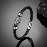 Pulseira de couro trançado Viking Compass