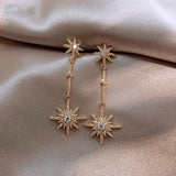 Brincos vintage em ouro com estrela de cristal