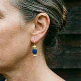 Brincos vintage em azul e dourado
