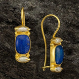 Brincos vintage em azul e dourado