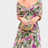 Florendra | Vestido Longo com Padrão Floral e Decote em V